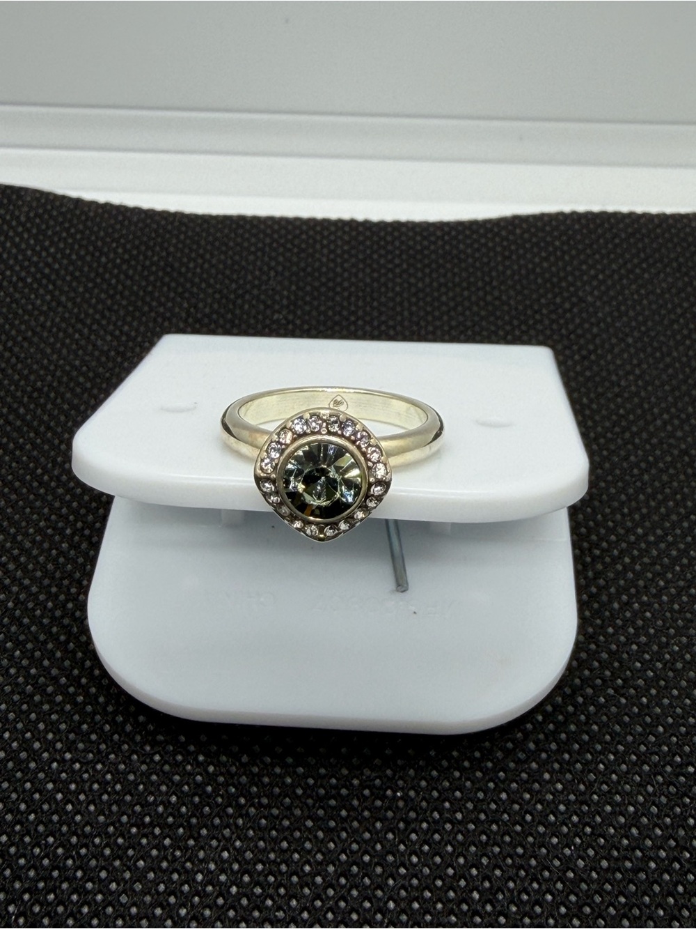 Brighton Gold Ring with Green Center and Clear Halo